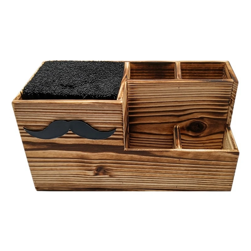 Wood Hairdressing Tool Box Hair Salon Shear Holder Hair Cutting Scissors Rack Storage Container