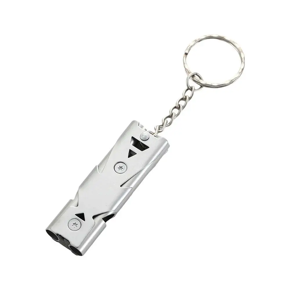 Outdoor EDC Survival Whistle High Decibel Double Pipe Alloy Tool Cheerleading Emergency Multi Keychain Whistle St A2S8 whistle keychain survival whistle