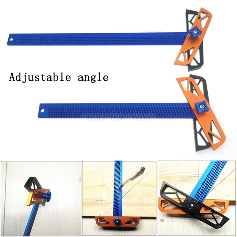 

Marking Alloy Adjustable Crossed T300/400mm Aluminum Woodworking angle T Measuring Tool Hole Ruler Scriber Positioning Gauge