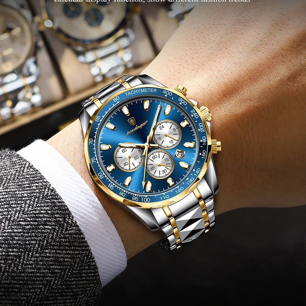 Men's Watches Chronograph Business Quartz Watch for Man Waterproof Luminous Date Fashion Gifts Watch_voghion.com