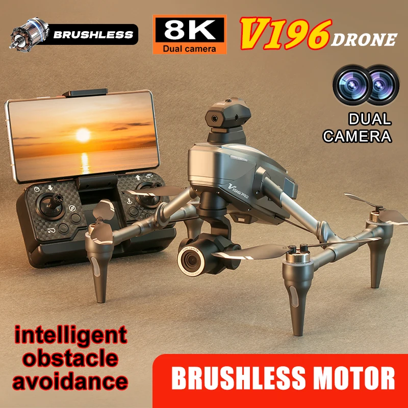 New V196 Drone Aerial Photography 360&deg; Obstacle Avoidance Quadcopter Outdoors Remote Control Toy Plane Brushless Alloy Drone drone quadcopter