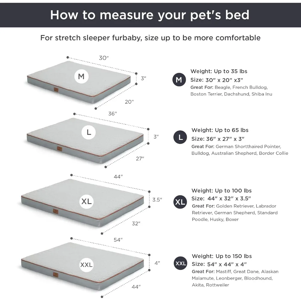 Bedsure Jumbo Dog Bed for Large Dogs-XXL Orthopedic Dog Beds with Removable Washable Cover, Egg Crate Foam Pet Bed Mat,