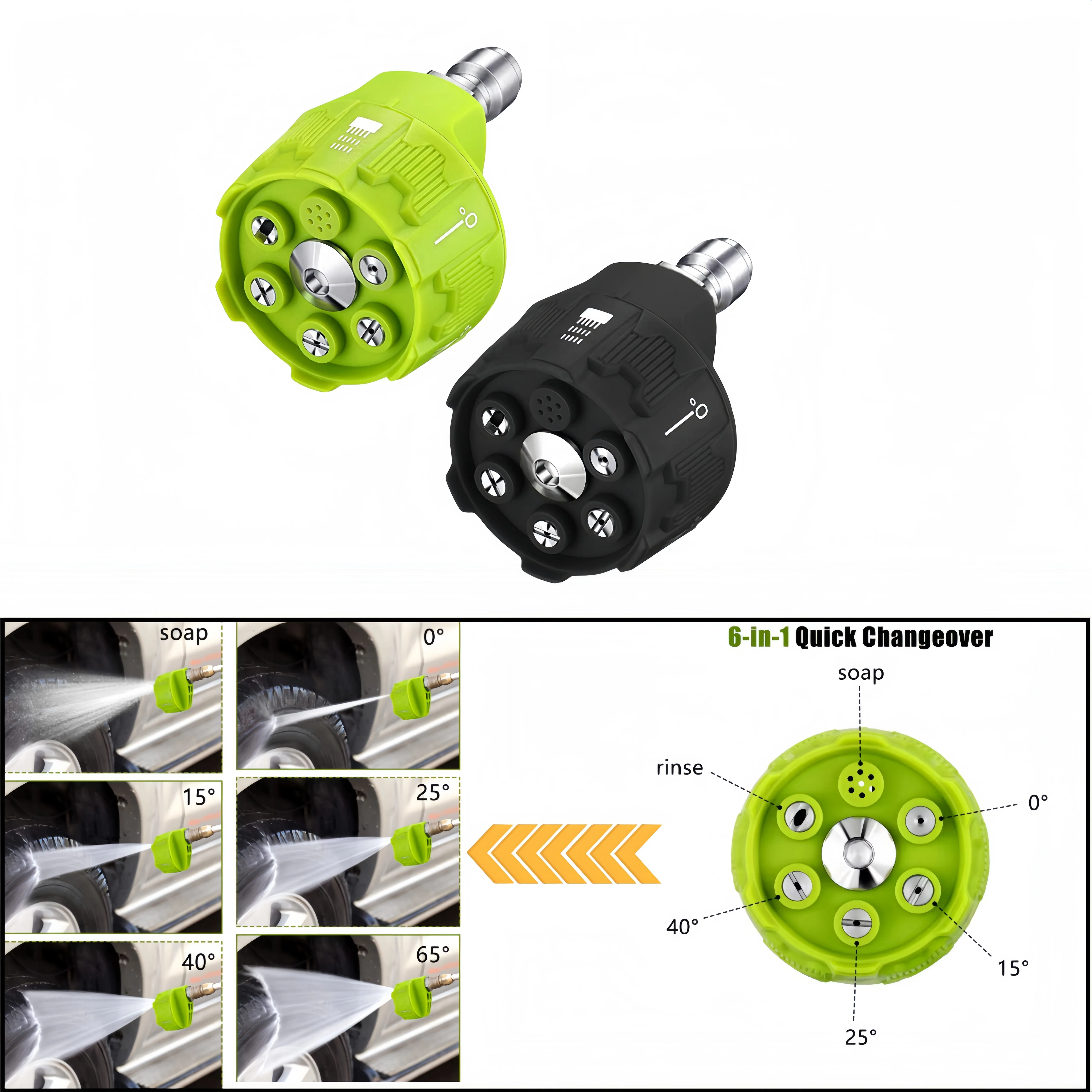 Pressure Washer Nozzle 6-in-1 for Car Wash Garden