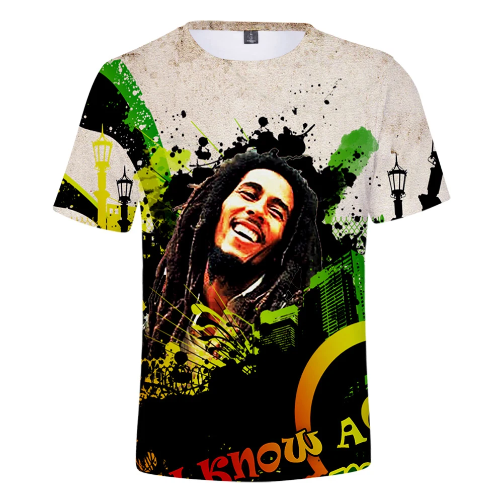

Summer Fashion 3D Short Sleeve Shirts Men Women Personality Tees 2021 3D Rapper Bob Marley Printed T-shirt Cosplay Clothes