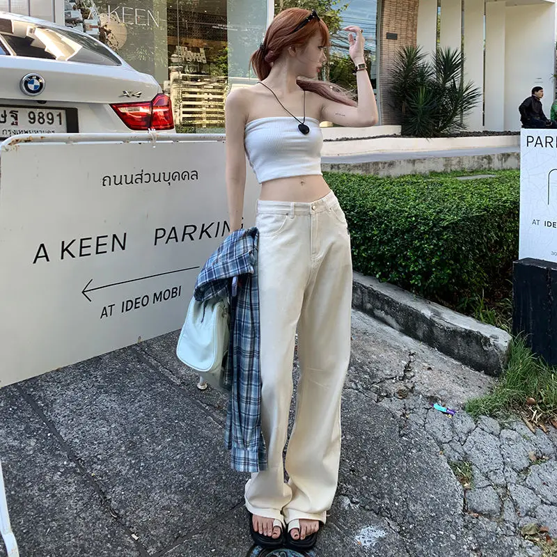 Spring And Summer New Wide-Leg Pants High Street Button High Waist Loose Millennium Spice Girls' Loose Minority Wide Pants