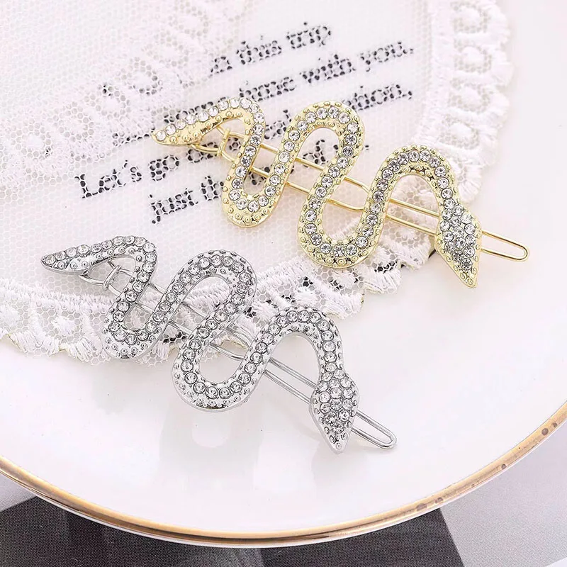 

New fashion European and American serpentine inlaid zircon hair clip women