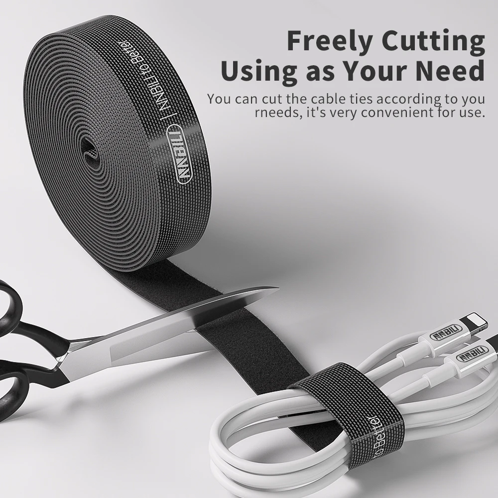 Reusable Double-Sided Velcro Cable Management Straps with Self-Adhesive Fastener