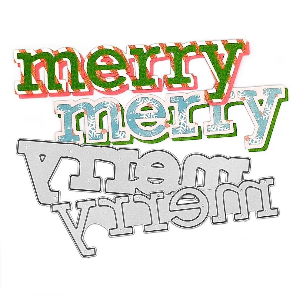 

2 шт., металлические Вырубные штампы с надписью «Merry Words»