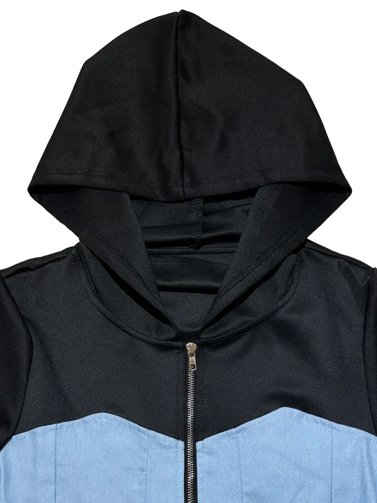 Wmstar Two Piece Sets Women Wholesale Tracksuit Sweatshirt Denim Patchwork Hoodie Top Trousers Pants Sets Fall Matching Suit