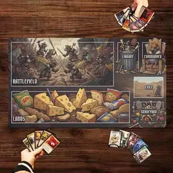 Battle - Fighting Mouse Soldier Design Magic Party Game Mat - Durable Rubber Desk Mat 35x60cm - 600x300x2mm (BLACK1)