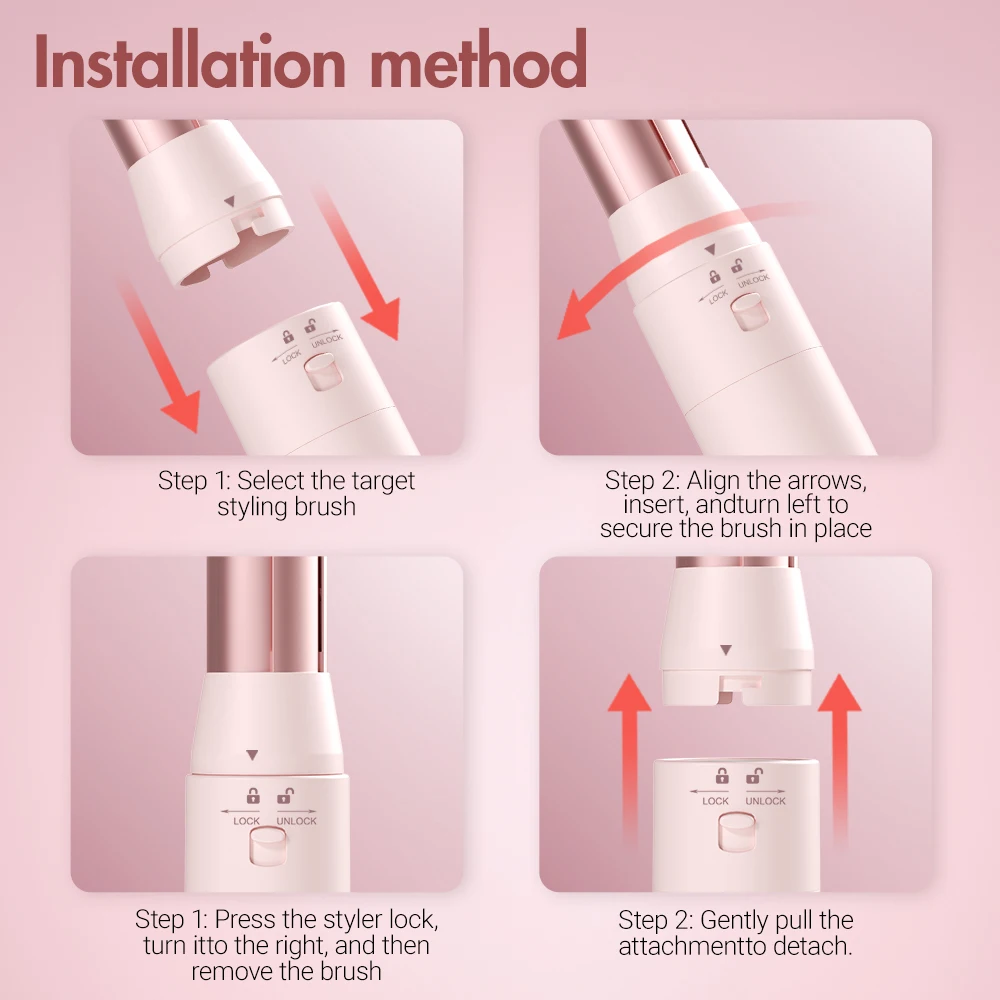 Hair dryer brush detachable 5-in-1 styling and drying system, fast drying, curl smoothing and styling, automatic curling iron