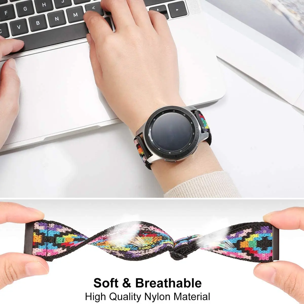 Adjustable Elastic Nylon Strap for Smartwatch - Breathable and Durable Bracelet Band
