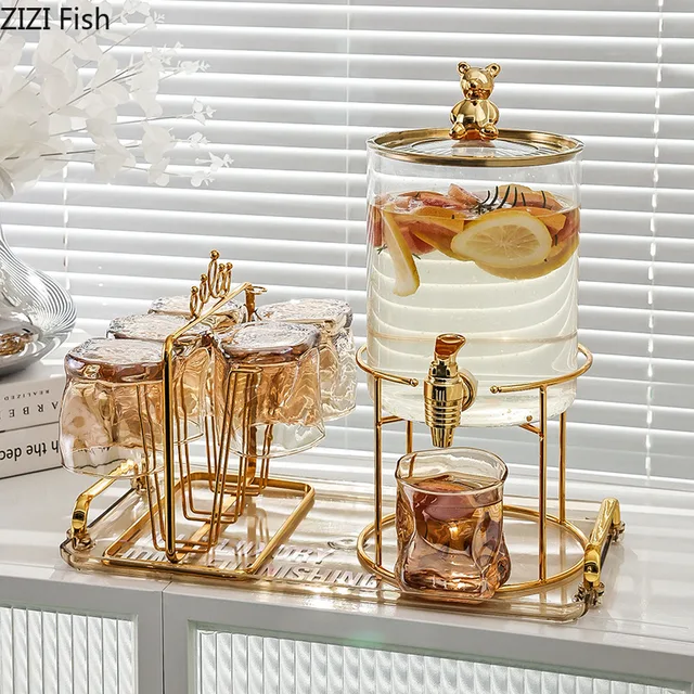 Könnyű Luxusüveg Tea Szett Családi Party Tejlé Ital Dekanter Spirit Csésze Vízforraló Csaptelep Otthoni Ivószekrény - Image 2
