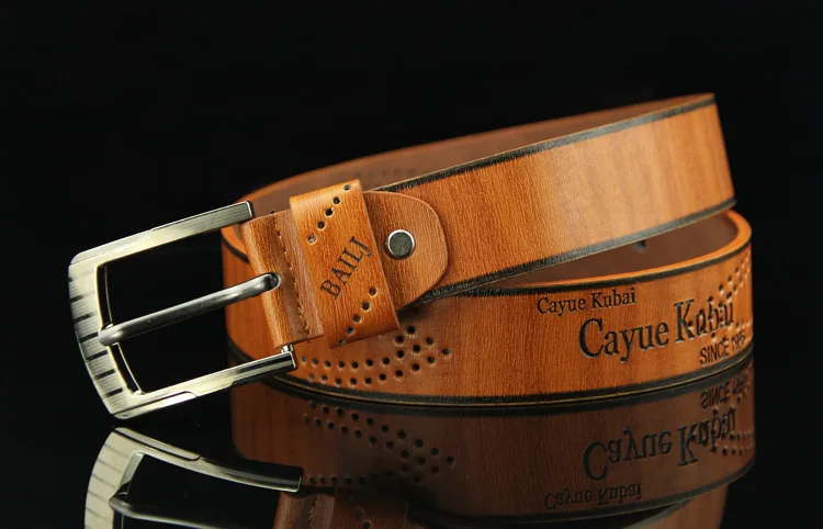 Men's Casual Retro Antique Hollow Belt Men's PU Leather High Quality Classic Belt Alloy Pin Buckle Belt Mens Belt Waist Belt
