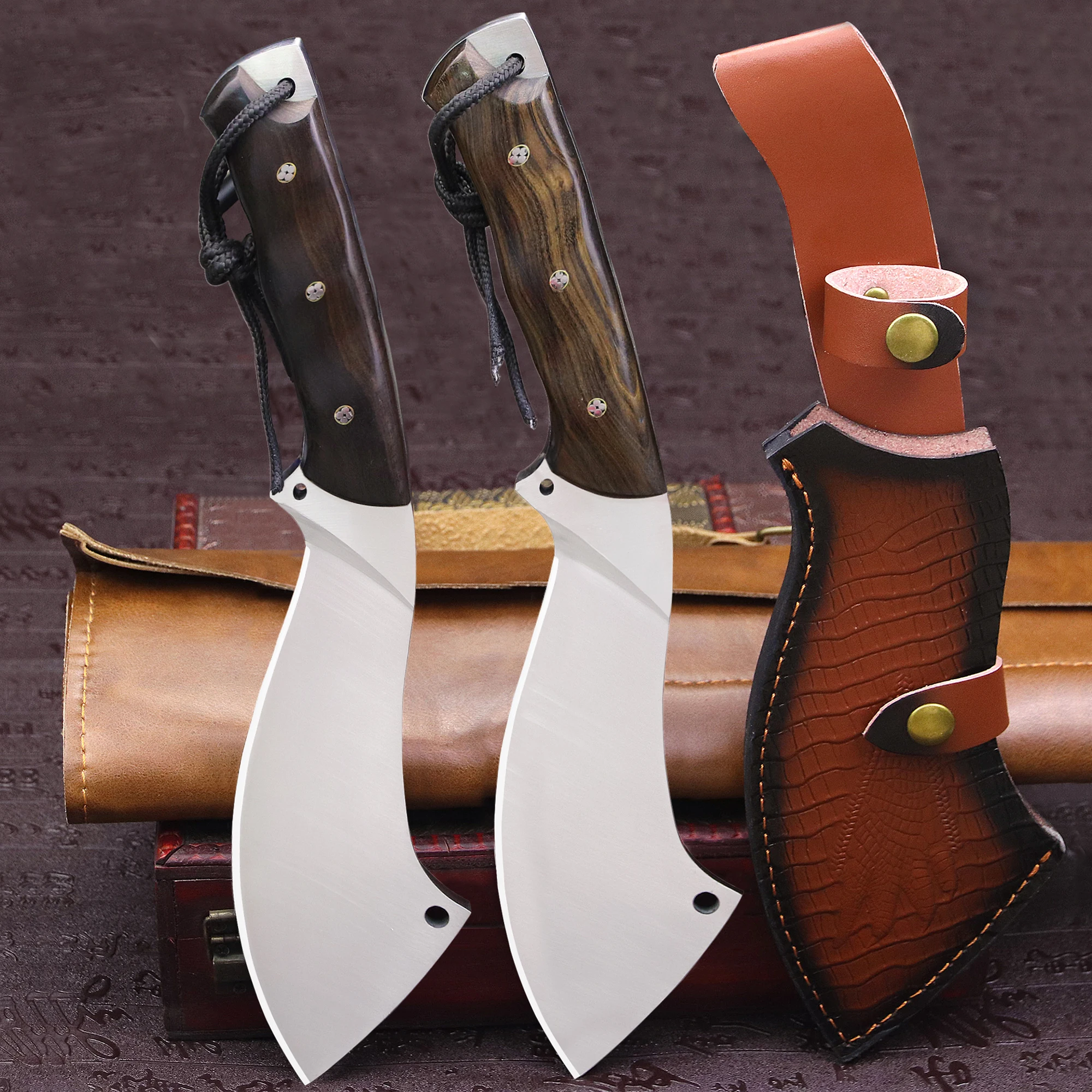Description Picture 5 of itemWPKOPYA Heavy Duty 8mm DC53 steel 14 inch multi-purpose outdoor full Tang Chai knife + sheath, agricultural chopping tool knife