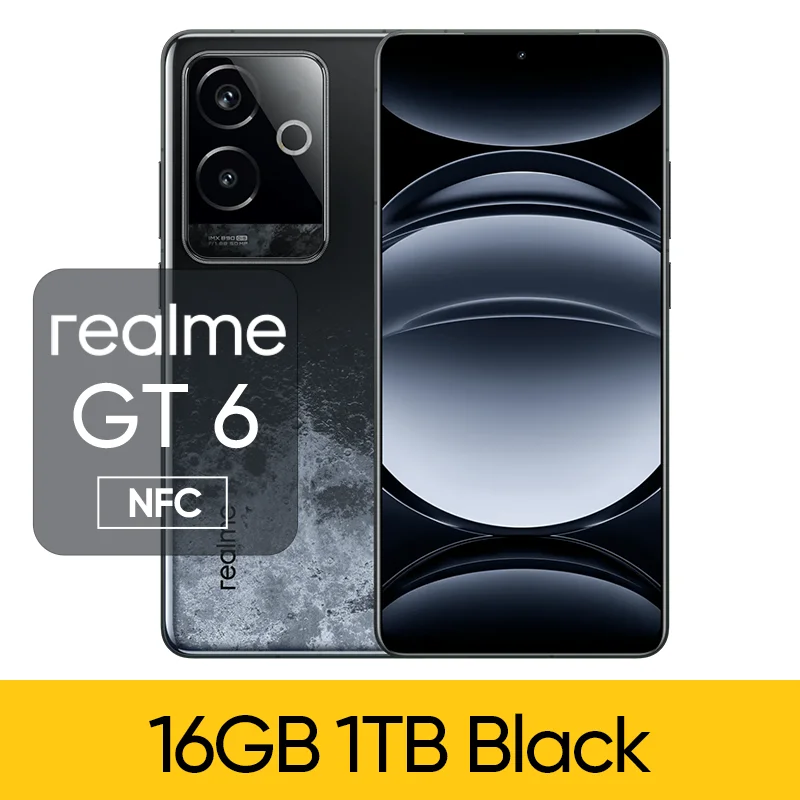 thumbnail image 1 of Realme GT 6 original desbloqueado con Snapdragon 8 Gen 3, 5800 mAh, 120 W, hasta 16 GB, 1 TB, 6000 nit, 120 Hz, AMOLED, 50 MP, NFC, infrarrojos, realme GT6, 1 of 5