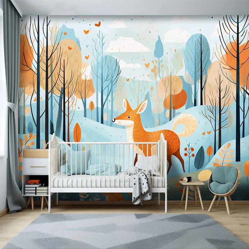 

Custom 3D Papel De Parede Cartoon Forest Animal Park Sofa Background Wall Wallpaper Mural For Bedroom Cartoon Home Décor Tapety