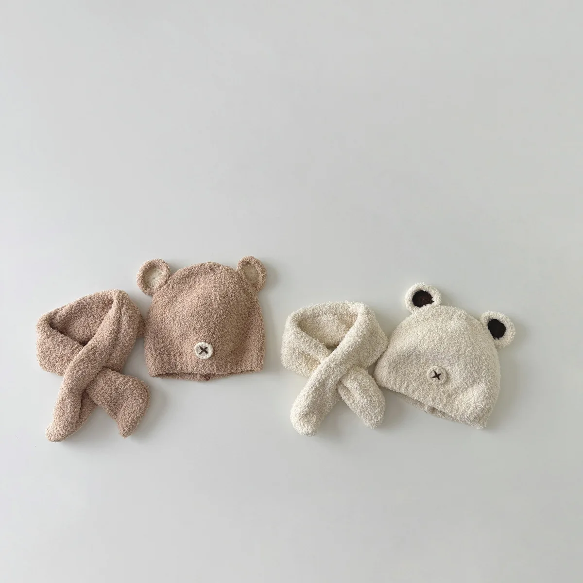  모자 귀여운 곰 인스 스카프 세트, 5-28 개월  어린이 따뜻한 봉제 스카프, 소년 소녀 도매