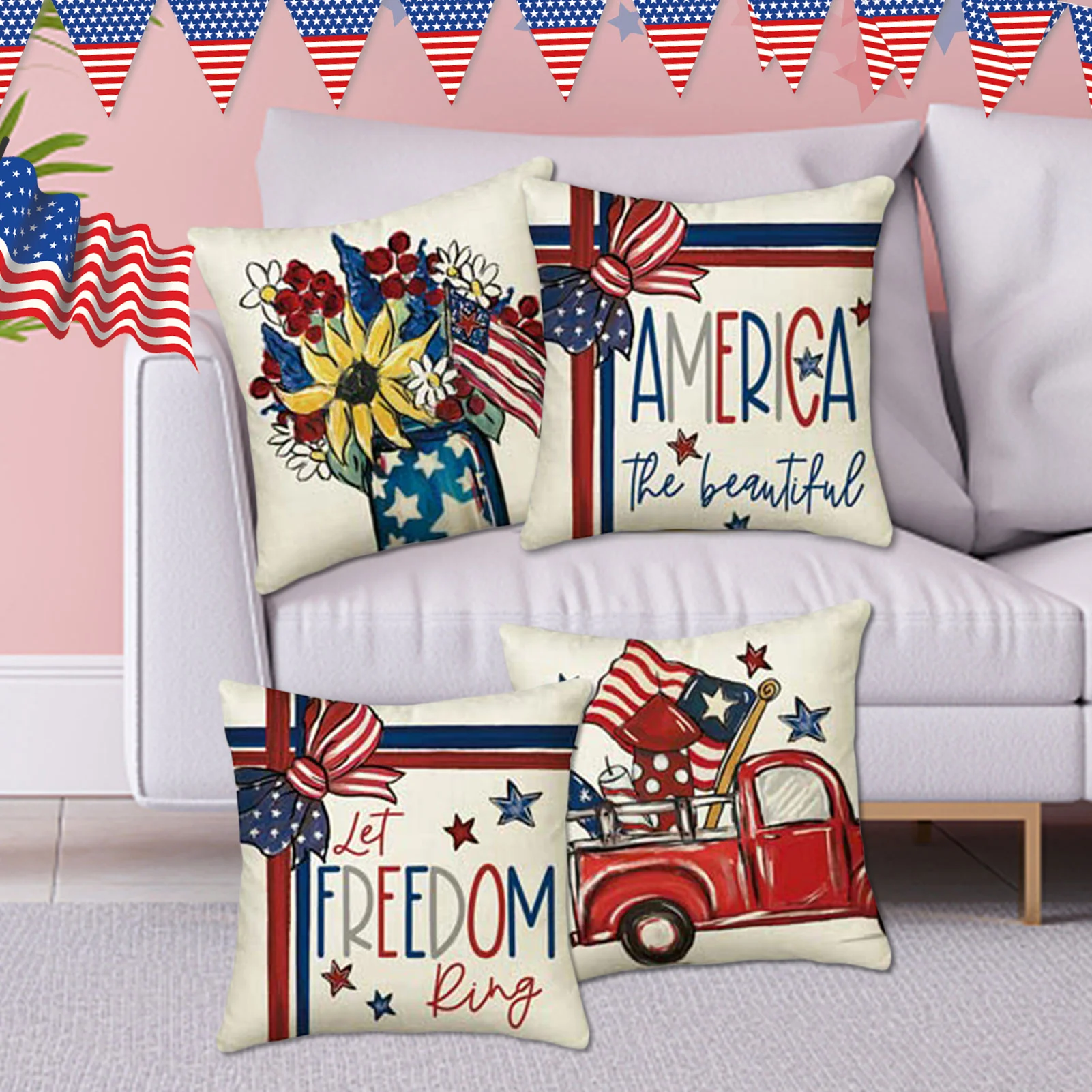 4th Of July Independence Day Pillow Cover Fourth Of July Pillow Cover Veterans Day Pillowcases 