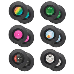 Set of 6 Colorful Retro Vinyl Coasters for Drinks - Unique Coffee Table Decor (12pcs)
