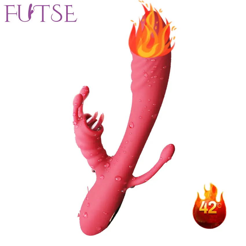 3in1 Leistungsstarke Thrusting Vibrator Klitoris Stimulator Weibliche Heizung G-punkt Zunge Lecken Dildo Erwachsene Waren Sex Spielzeug für Frauen 1