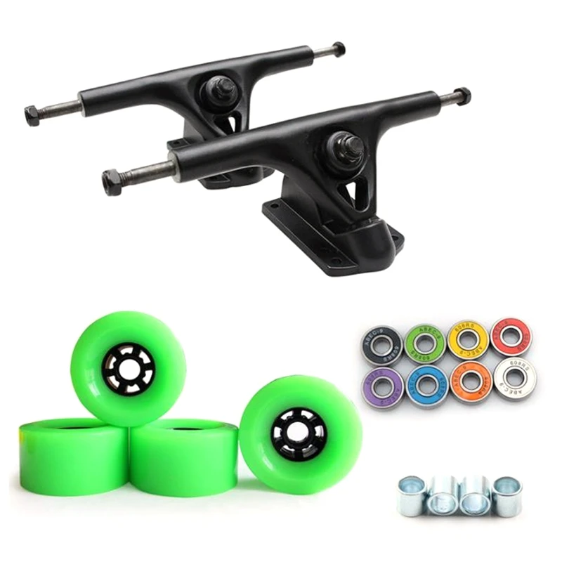 8 Inch Longboard Truck Electric Skateboard Wheel ABEC-9 Bearings 270mm Bridge 90X52mm Wheels Green | Спорт и развлечения