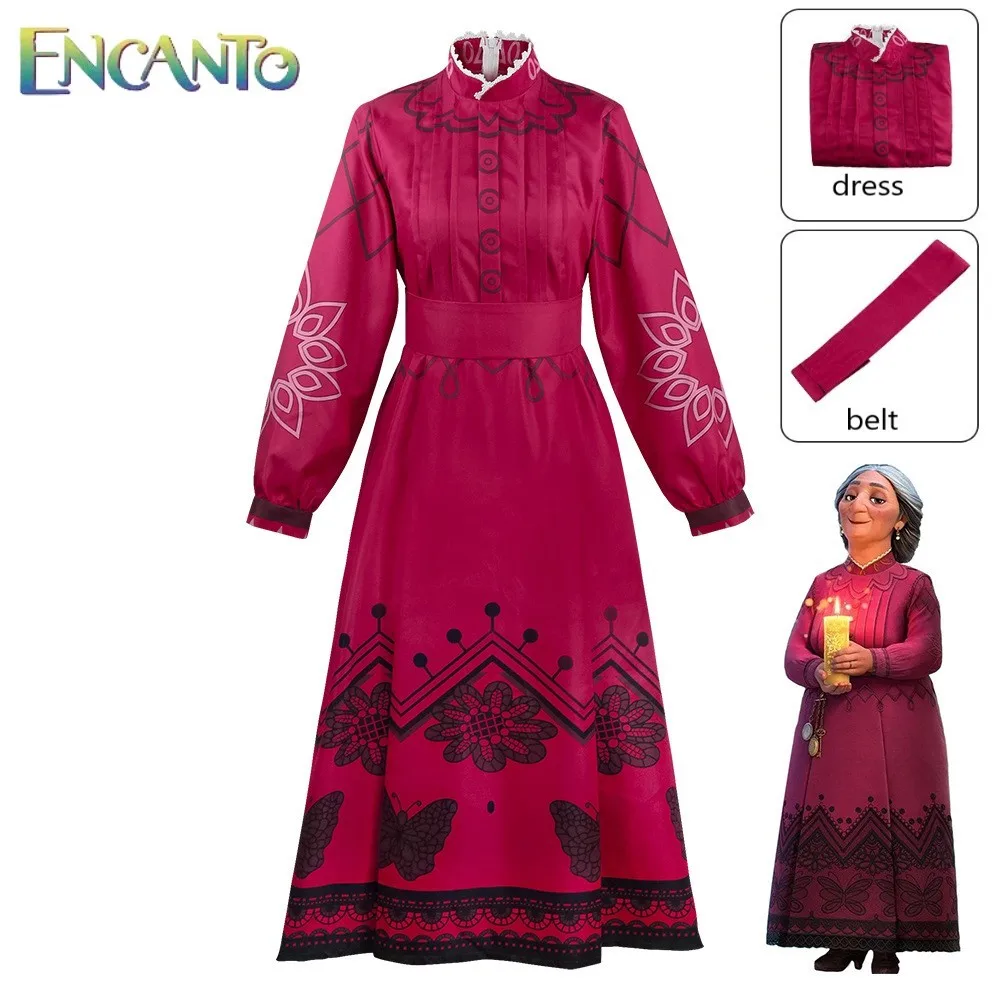 

Movie Encanto Cosplay Costume Mirabel Grandma Abuela Alma Dress Belt Adult Kids Girls Clothes Party Halloween Carnival Props