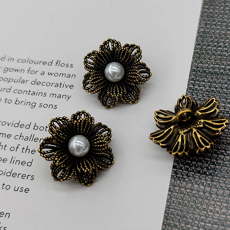 18/20 MM Vintage Blume Metall Schaft Knöpfe Von Kleidung Hohe Qualität Perle Perlen High Fashion Nähen Knopf Für mantel Handarbeiten – Detail 8