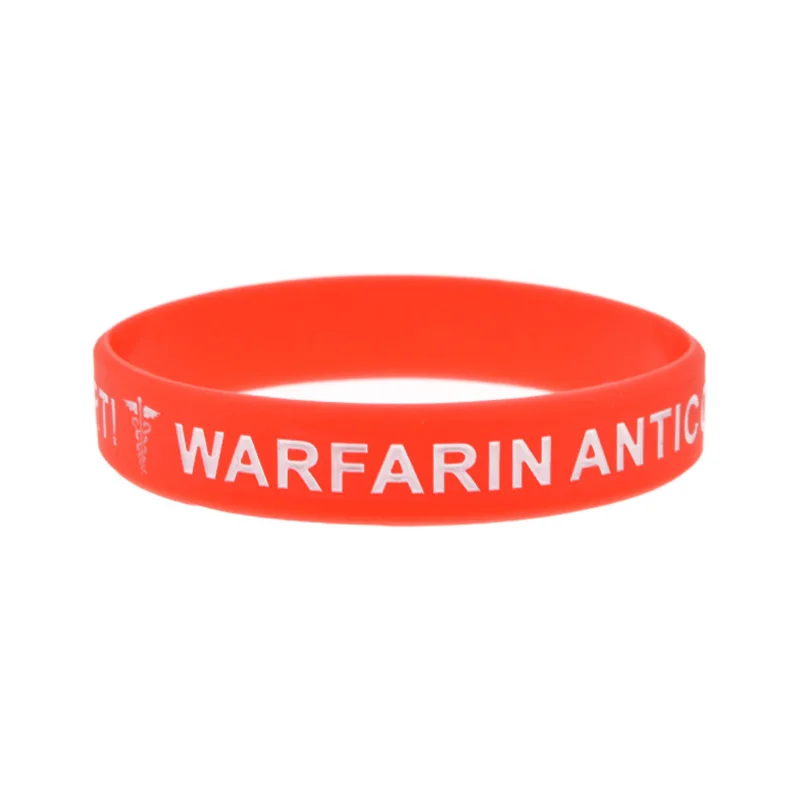 1PC/3PCS Warfarin Anticoagulant Silicone Wristband Medical Alert Rubber Bangle Adult Size 2