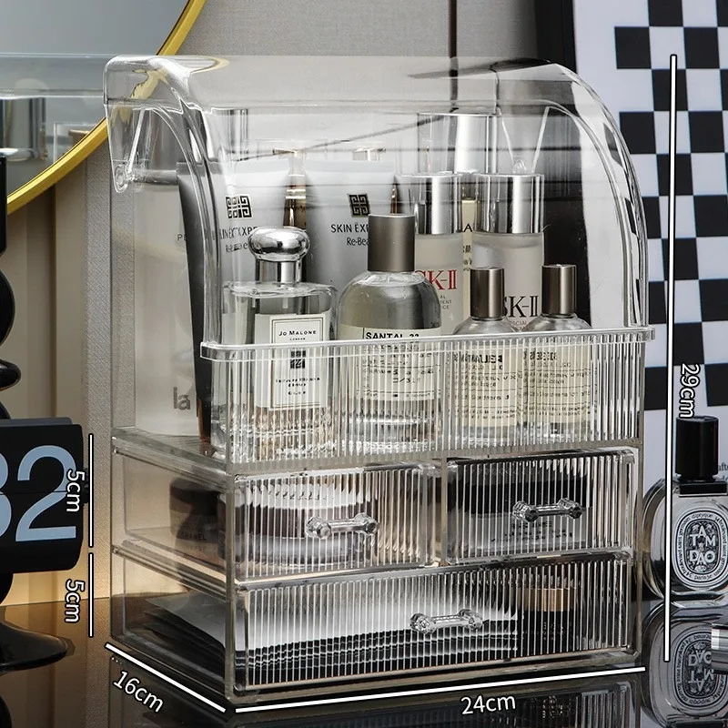Cosmetics storage box, high-end skincare products, dust-proof household items, desktop shelf, acrylic transparent tape cover 6