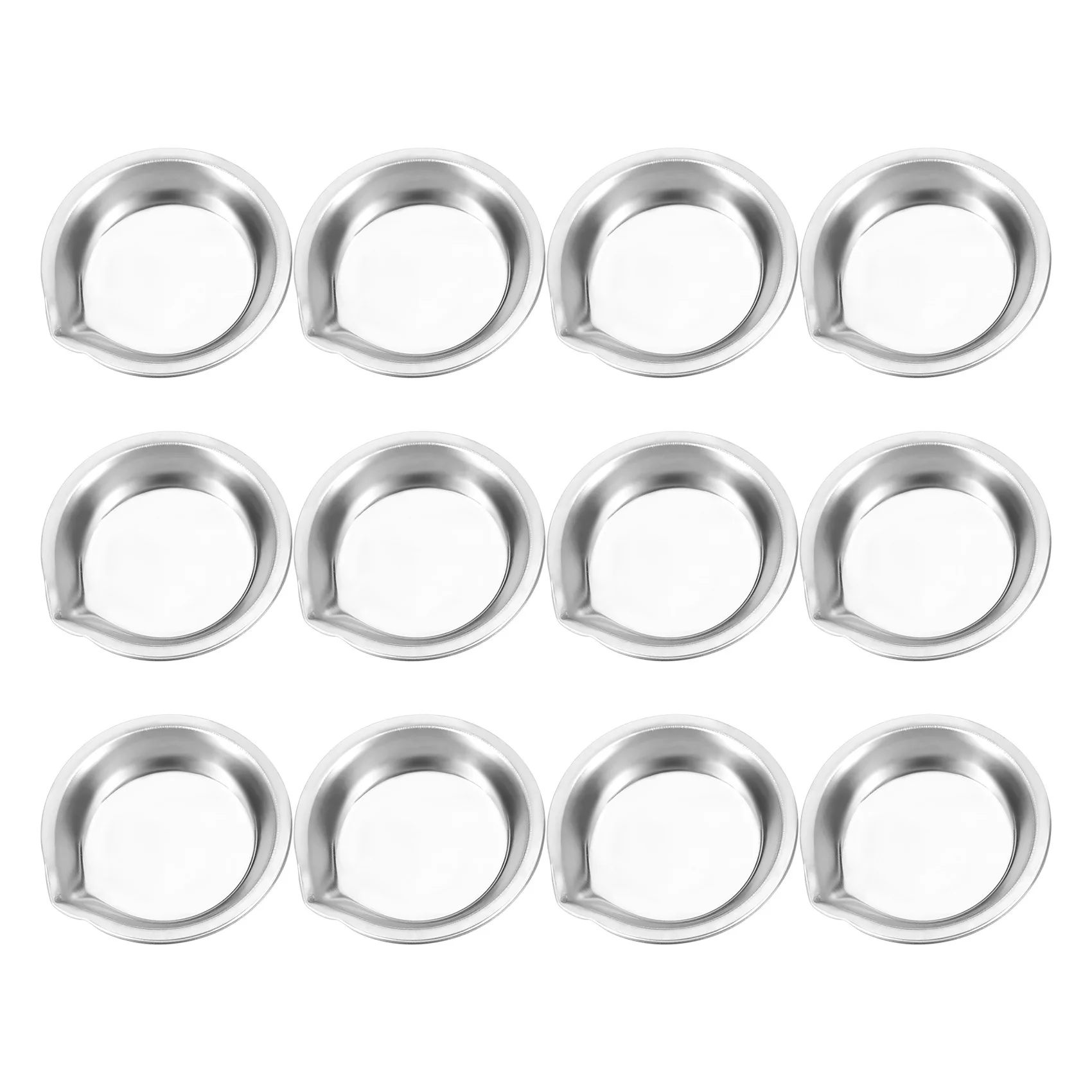 

12Pcs Makeup Palette Stainless Steel Mini Round Paint Tray for Artist