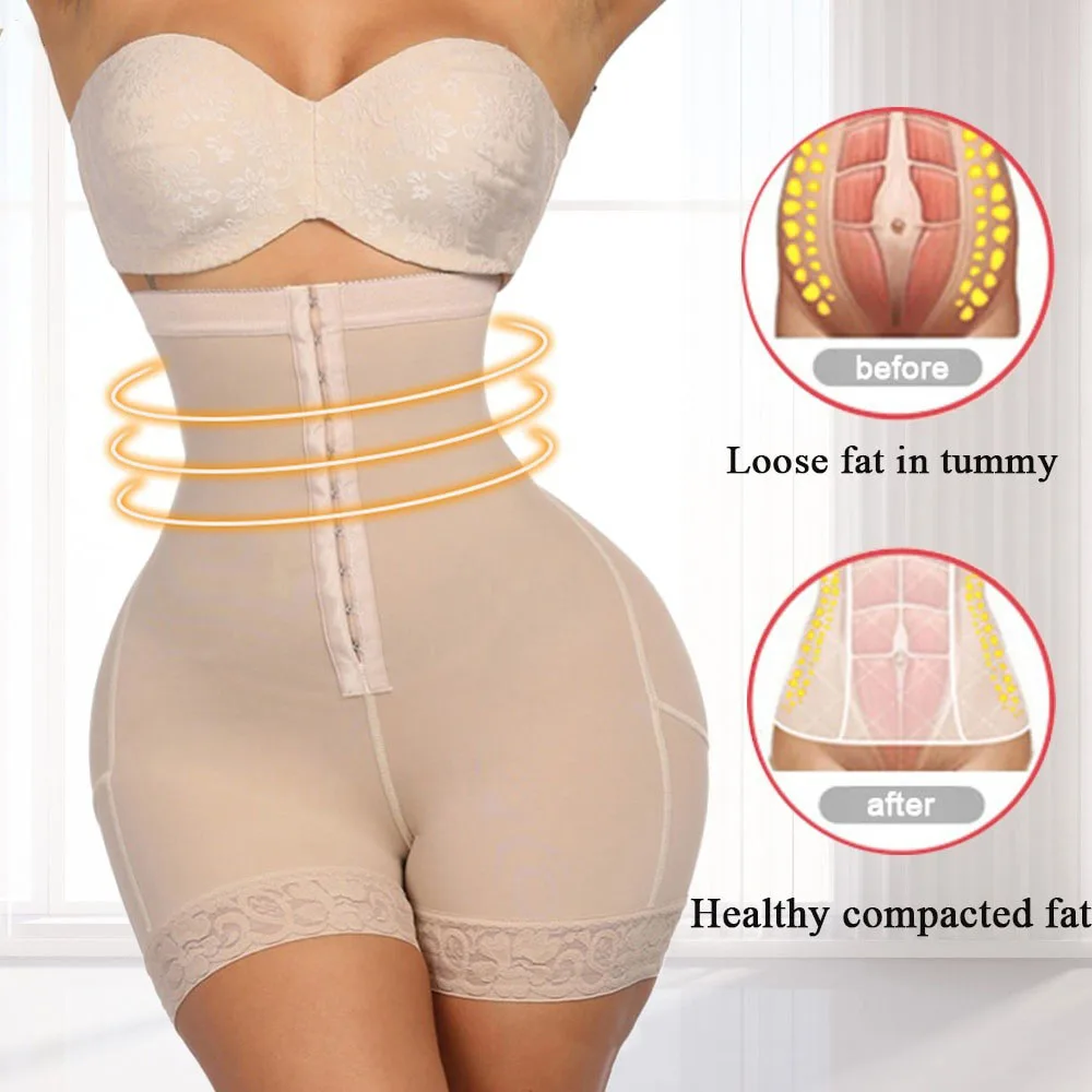 Breasted Lace Butt Lifter High Waist Trainer Body Shapewear Women Fajas Slimming Underwear with Tummy Control Panties