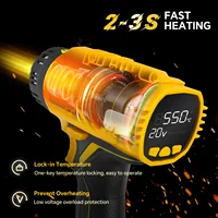Cordless Heat Gun 400W 550℃ Fast Heating Hot Air Gun with LCD Digital Display & 4 Nozzles for Dewalt 20V Battery (No Battery) 2