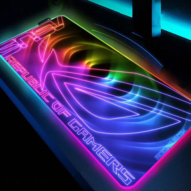 

Large Gaming Mousepad Asus Rog Mouse Pad Gamer Rubber Computer Desk Mat With Backlit LED HD Print Mouse Mat RGB Game Table Mats