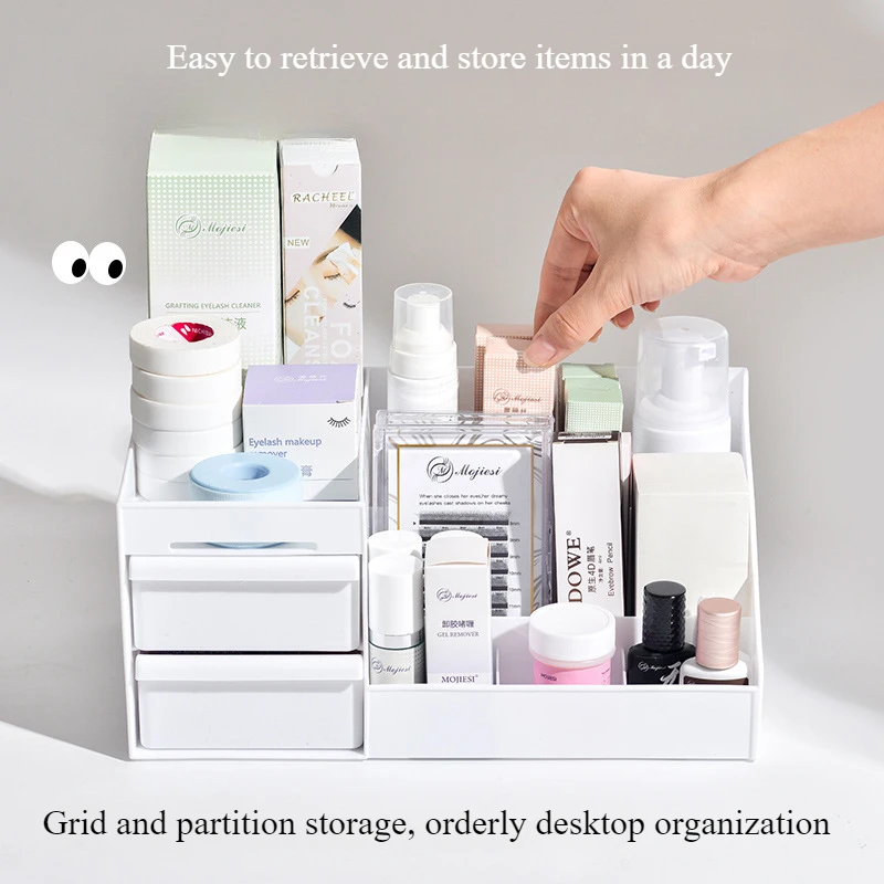 Women Makeup Box Drawer Storage Pp Cosmetics Organizer For Bedroom Countertop