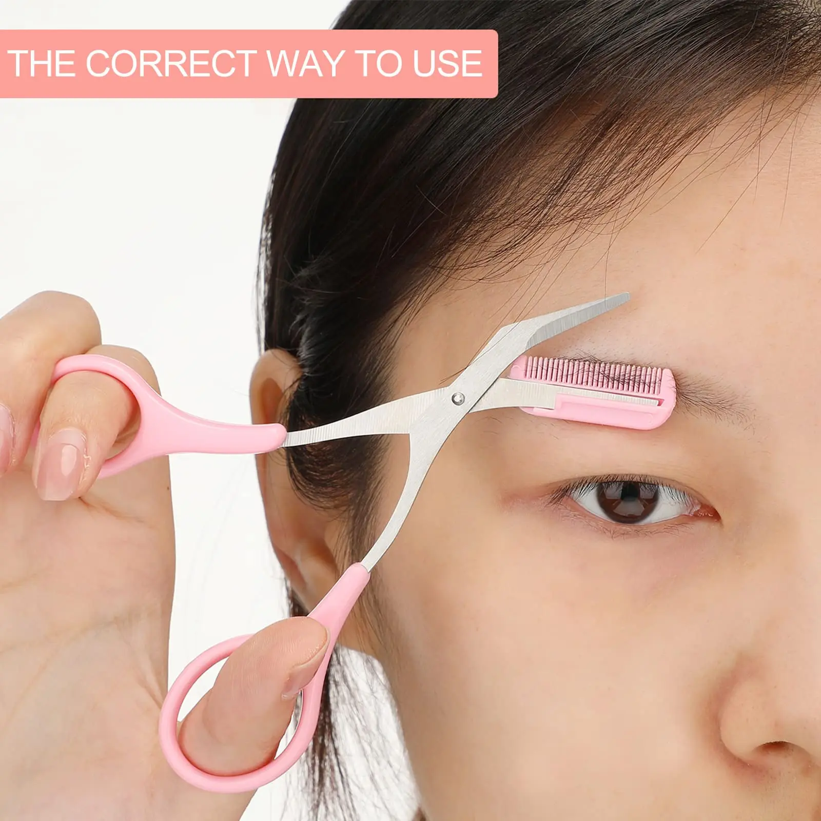 Eyebrow Trimmer Scissors with Comb Eyebrow Shaping Cut Scissors Non Slip Finger Grips Hair Removal Beauty Accessories 4
