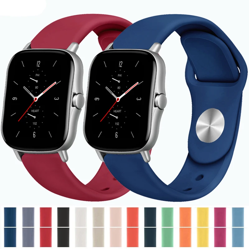 

Ремешок для часов Amazfit GTS/2/2e/GTS2 Mini/GTR 42 мм/47 мм/GTR2/2e/stratos 2/3, спортивный силиконовый браслет Amazfit ремешок bip, 20 мм/22 мм