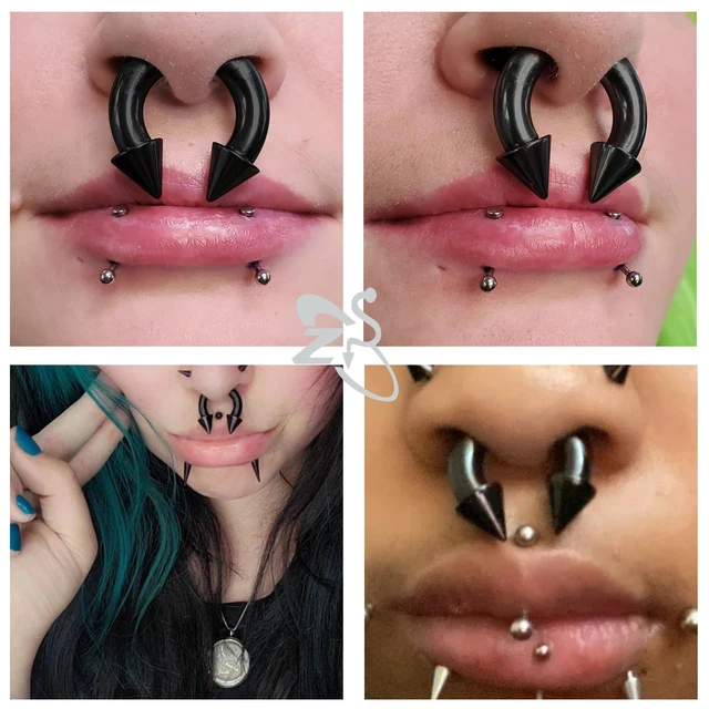 Spike 4mm Septum Horseshoe ZS 1PC Black Color Septum Ring