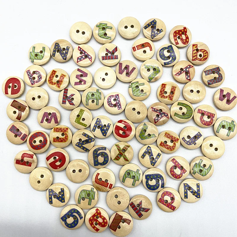 30pcs 15mm Round Button Monogrammed Christmas Stripe Plaid Button Love Scrapbooking for Wedding Decor Sewing Accessories 5