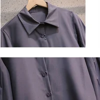 Women Sets Simple Solid Puff Sleeve Shirts Elegant Mid-calf Black Dress Spring Autumn Fashion 2 Pecs Ladies Hot Sale Ins Design 5