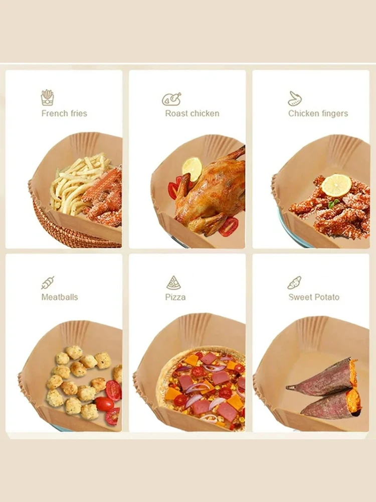 50/100pcs Air Fryer Disposable Liners Non-Stick Airfryer Baking Papers Non-stick Parchment Paper for Baking Roasting Microwave