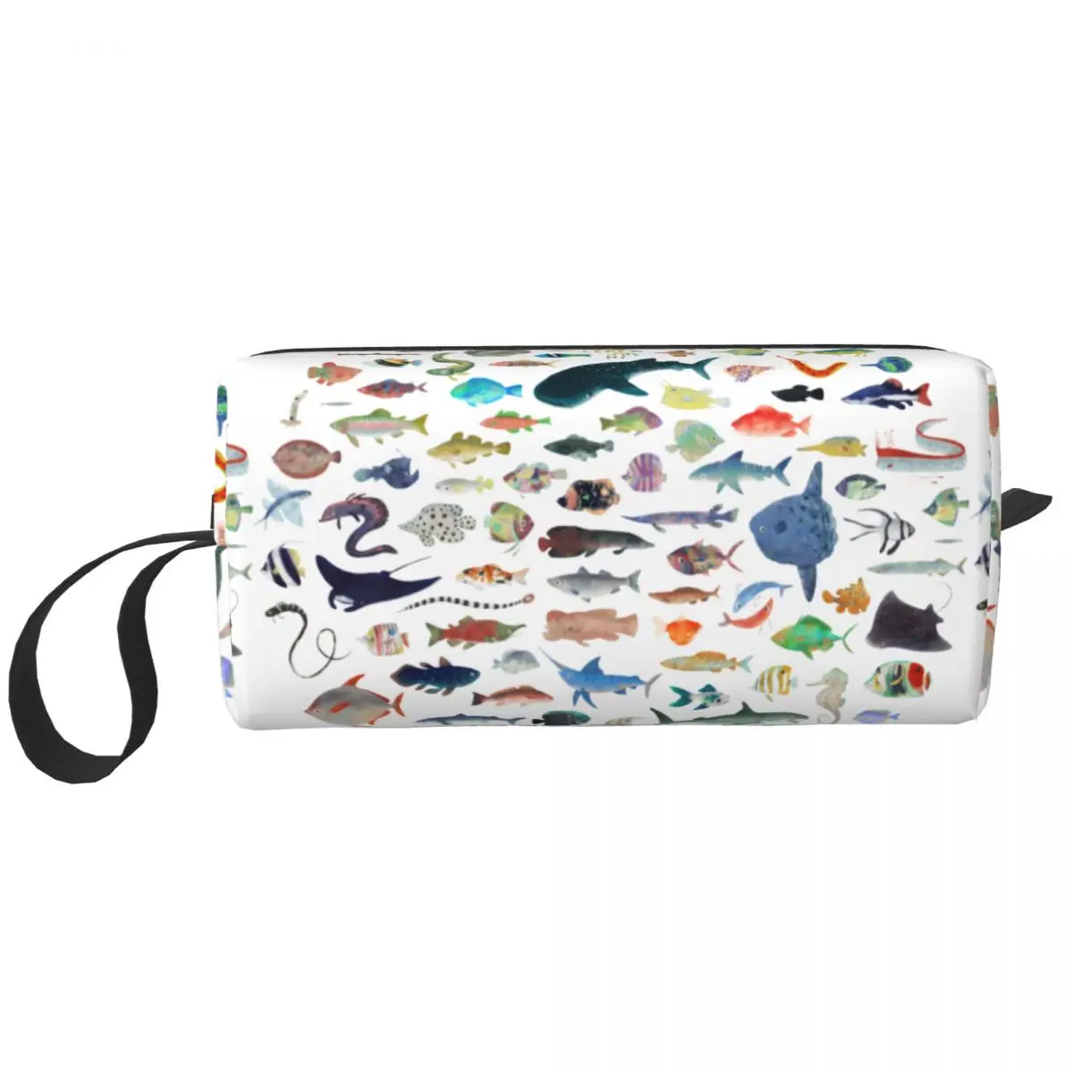 

One Hundred Fish Ocean Life Makeup Bags Scuba Diving Large Capacity Cosmetic Bag Trendy Travel Pouch for Purse Storage