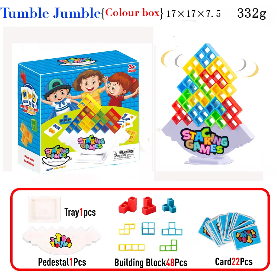 16/48Pcs Balance Stacking Board Tetra Towe Games Kids Adults Swing High Table Toys Board Assembly Brick Educational Toys For Kid building blocks toys