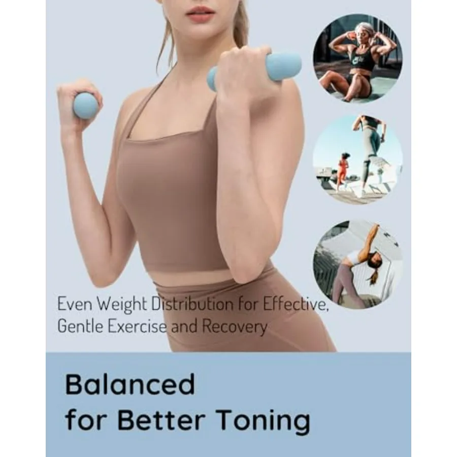 Peach Wrist & Ankle Weights + Blue Hand Weight Bars Bundle Set