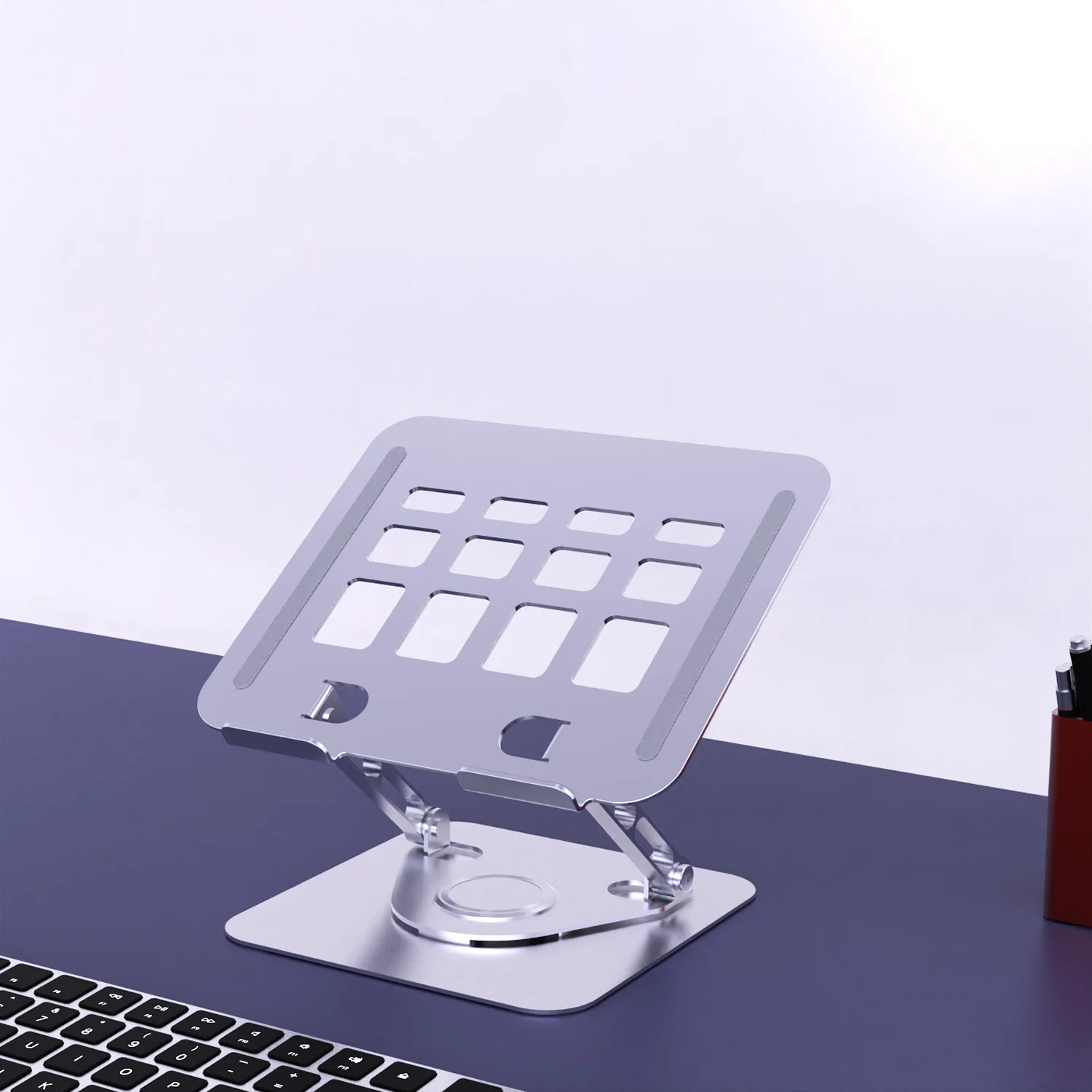 텔레스코픽 360도 회전 노트북 스탠드 높이 조절 가능 스위블 풀아웃 디자인 인체공학적 컴퓨터 받침대 최대 17인치 노트북용