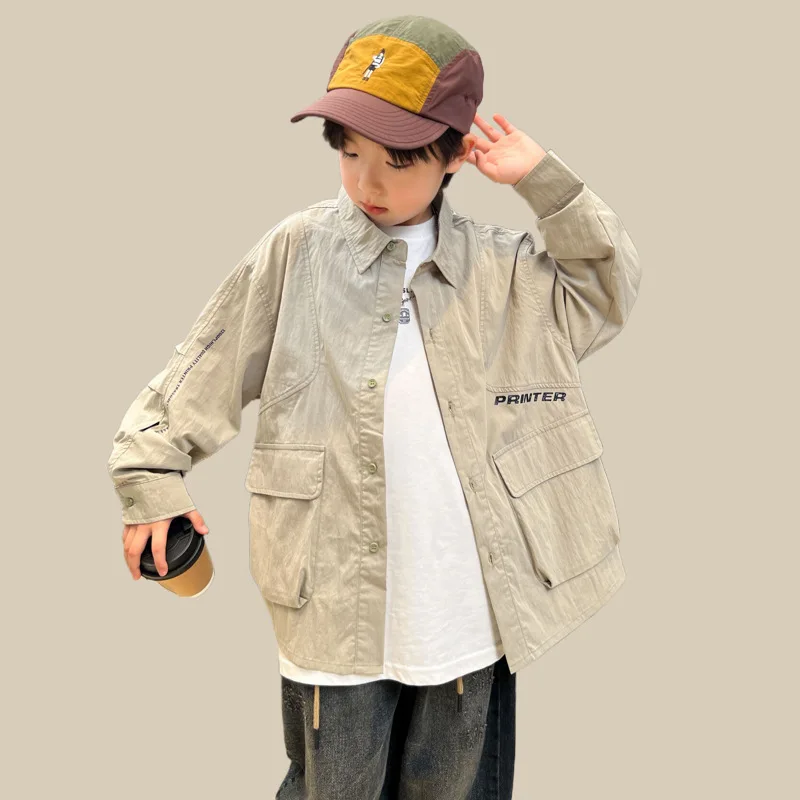 2024 New Autumn Children Boy Sport Coat Teenager Boy Letter Printed Half Zip Long Sleeve Tops Junior Boy Coat Jacket
