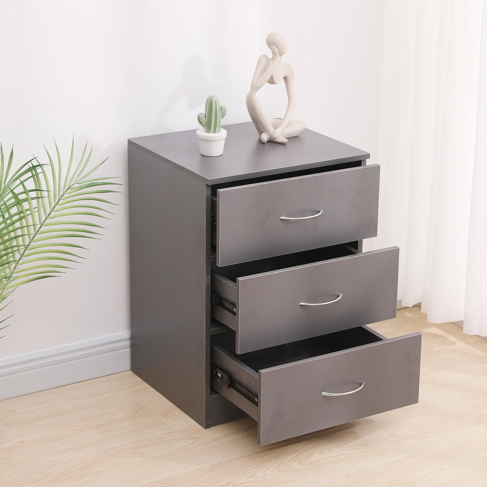 Bedroom Table Beside Table Modern with 3 Drawers Particle Board Night for Home Bedroom Living Room Nightstand