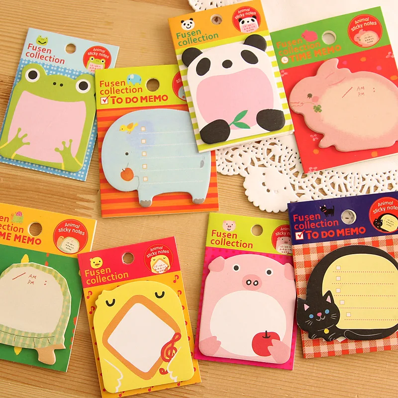 8 Pcs/lot Creative Stationery DIY Animal Series Cute Paper Memo Pad / Sticker Post Sticky Notes Notepad School Office Supplies