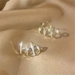 Gold Needle Stud Earrings Temperament Trendy Light Luxury Fashion Female Retro Earrings Ladies Simple All-match Jewelry