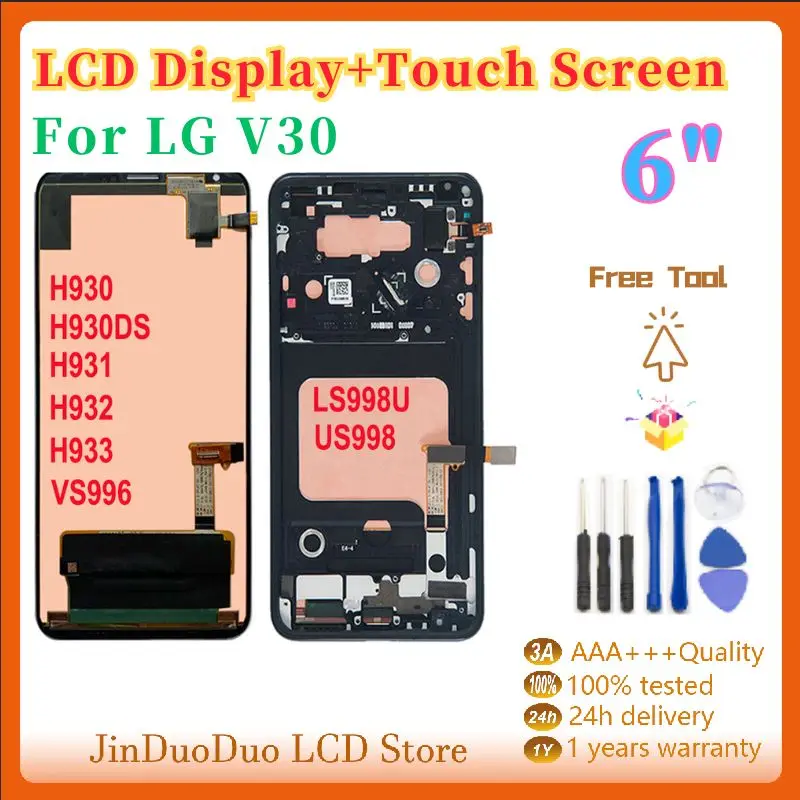 

New 6" LCD For LG V30 H930 H930DS H931 H932 H933 VS996 LS998U US998 LCD Display Touch Screen Digitizer Assembly with Free Tool